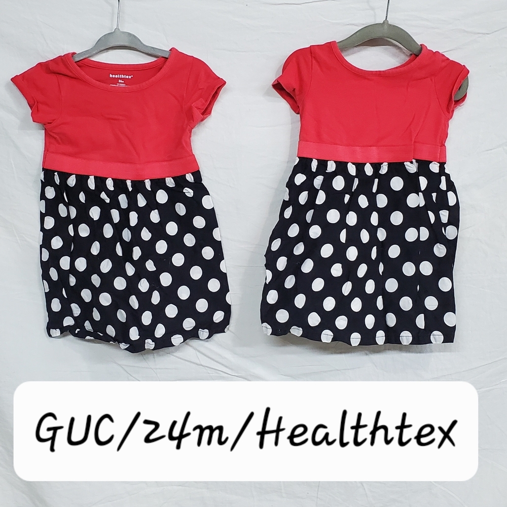 Healthtex Kids Dress in Red and Black Polka Dots